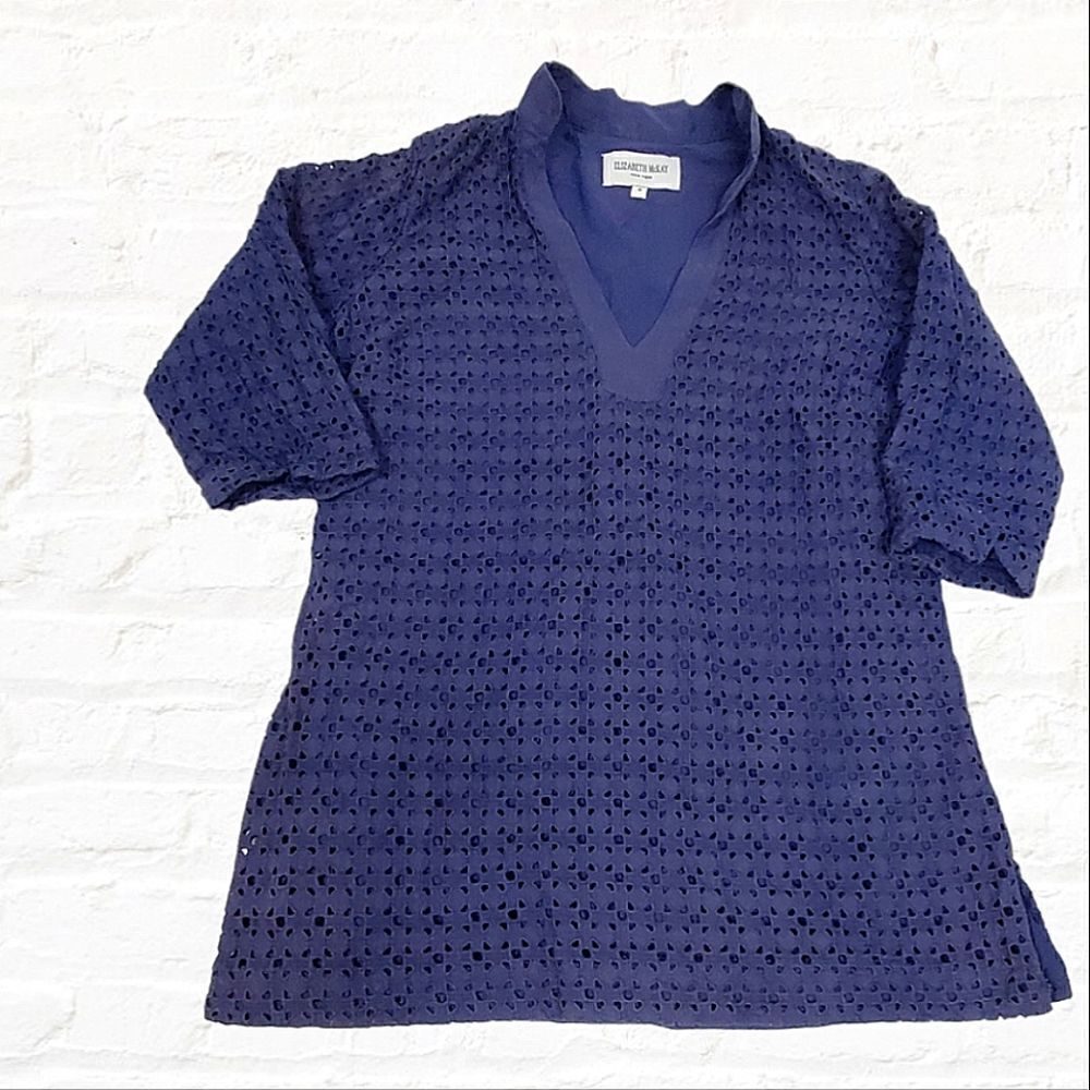 Elizabeth McKay Navy Eyelet Cotton Tunic Dress